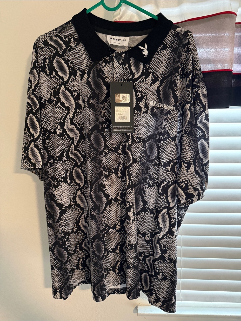 Playboy Black & White Snake Print Polo